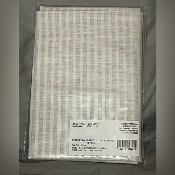 The Company Store Legends Luxury Fillmore Gray Striped Standard Sham - Picture 3 of 4